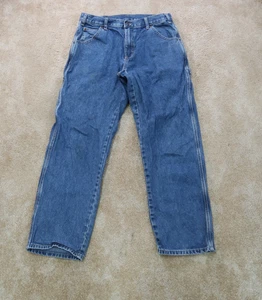 Dickies Relaxed fit Carpenter Pants Men's 33x32 Blue Workwear Distressed - Picture 1 of 10