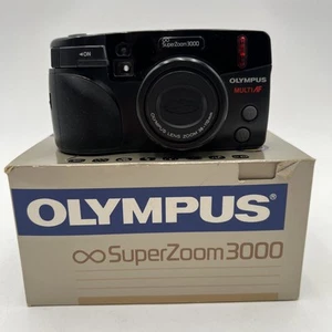Olympus SuperZoom 3000 35mm Film Camera 38-110mm Multi AF Black Tested w/ Box - Picture 1 of 15