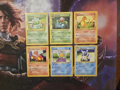 JUEGO BASE 1ª EDICIÓN BULBASAUR IVYSAUR CHARMANDER CHARMELEON SQUIRTLE WARTORTLE Foto 1 de 4