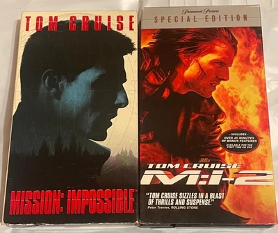 VHS Mission Impossible & Mission Impossible 2 1996 Tom Cruise Lot Action Foto 1 de 3