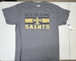 NFL Team Apparel New Orleans Saints Grafica Grigio Manica Corta T Shirt Uomo LG - Foto 1 di 7