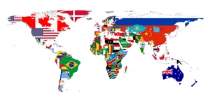 Earth Flag Map of the World Political Wall Mercator Flags White BG 18 x 36 in XL - Picture 1 of 3
