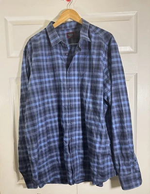 Untuckit клетку оконное стекло мужской платье рубашка размер 3XL складки бесплатно весь хлопок - Изображение 1 из 4