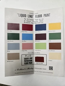 Vintage Colthurst & Harding Liquid Lino Floor Paint Colour Chart Brochure 1960s - Picture 1 of 3