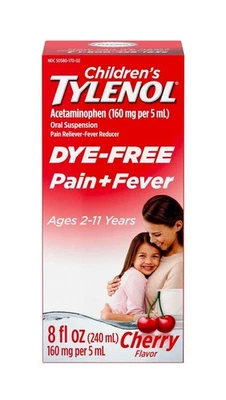 Children's Tylenol Pain + Fever Medicine, Dye-Free, Cherry, 8 fl. oz EXP 01/27 - Image 1 of 4