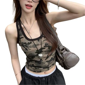 Camouflage Suspenders Casual Camouflage Top Daily Wear Option O Neck Design - Picture 1 of 48