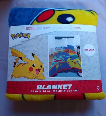 Nueva Manta Pokemon 62” x 90” Súper Suave, Se Adapta a CAMAS DOBLES Y COMPLETAS *¡Envío Rápido!! Foto 1 de 4