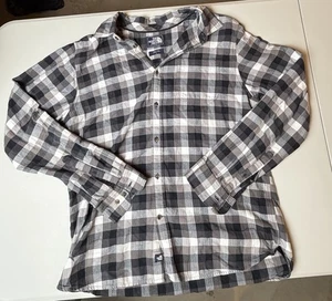 The North Face Mens L Plaid Button-Up Shirt Gray/White Checkered Long Sleeve - Picture 1 of 6