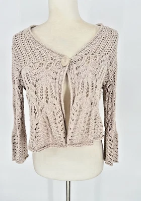 Vtg Dressbarn Y2K Sweater Cardigan Crochet S Bell Sleeve Hippie Boho Festival - Image 1 of 4