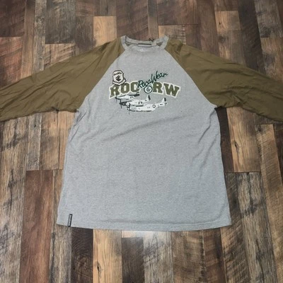 Camiseta de manga larga RocaWear para hombre 3XL verde/gris vintage YK2 Streetwear  Foto 1 de 4