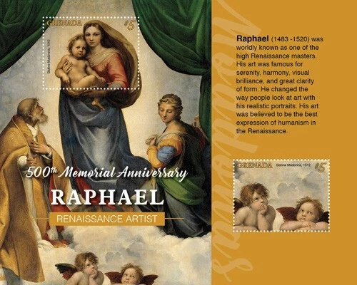 Grenada 2020 - Raphael Renaissance Art - Souvenir Stamp Sheet Scott #4353 - MNH - Image 1 of 1