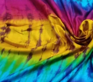 Dyed Rayon Tie Dye Shibori Fabric Cotton Dress Making Indian Fabric 2.5 Yard US - Picture 1 of 3