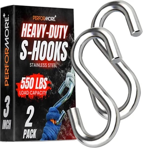 Stainless Steel S Hook 3 Inch Heavy Duty S Shaped Hooks Swing S Hooks Hammock 2- - Picture 1 of 11