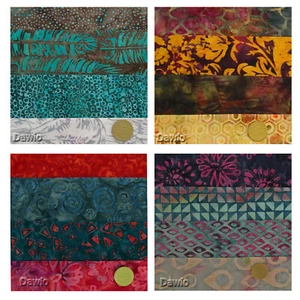 Paquete de tela Batik 4 telas de colores Patchwork Scraps decoración edredón tela € 18/m - Imagen 1 de 5