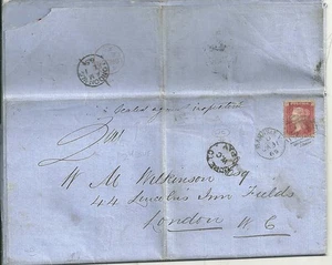 1865 BARNSLEY >LONDON DRAFT LEGAL LETTER SEALED AGAINST INSPECTION MORE TO PAY - Picture 1 of 2