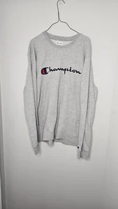 Champion  Embroidered Sweatshirt Mens Sz XL Gray Lightweight Pullover Crew Neck  - Picture 1 of 5