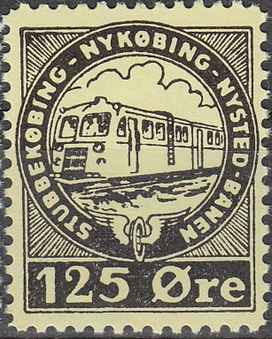 Stamp Denmark Railway Train Railroad Tram Local Stubbekobing Nykobing 125 MNH Cover