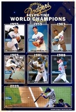 LOS ANGELES DODGERS: 7-TIME WORLD SERIES CHAMPIONS 19”x13” COMMEMORATIVE POSTER