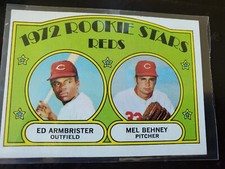 1972 TOPPS #524 CINCINNATI REDS ROOKIE STARS ED ARMBRISTER / MEL BEHNEY CARD