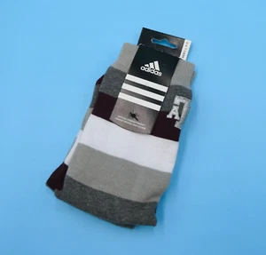 Texas A&M Aggies Crew Socks Mens Large Sz 9 - 11 Adidas NCAA Gray Stripe Mid Y2K - Picture 1 of 2