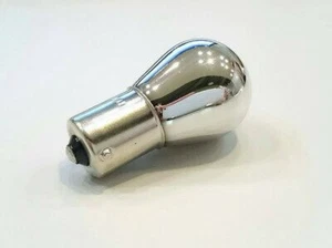 S25 BAU15S 12V21W Silver Chrome Amber Turn Signal Bulbs One pc - Picture 1 of 4