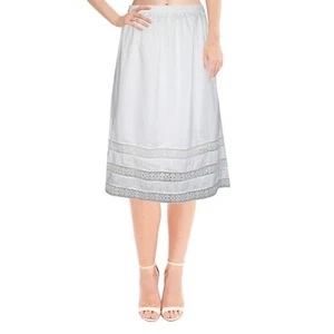 White Cotton Half Slip Lacey Skirt Underskirt Lingerie For Petticoat Women - Picture 1 of 8