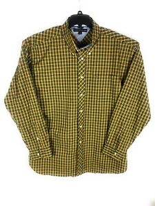 Tommy Hilfiger Long Sleeve  Mens Shirt Green Yellow Checked Size XL Casual A8