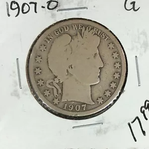 1907-O BARBER SILVER HALF DOLLAR ~ GOOD ~NICE COIN~ - Picture 1 of 2
