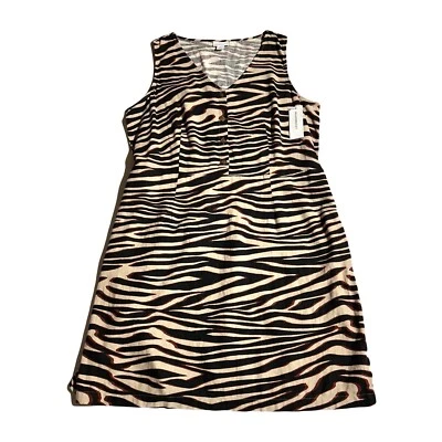Liz Claiborne Zebra Linen Blend  Sleeveless Shift Dress Size XXL 2XL Pockets NWT - Image 1 of 4
