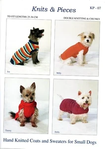 Patrón de tejido de tejidos y piezas KP07 - abrigos y suéteres para perros pequeños - Imagen 1 de 1