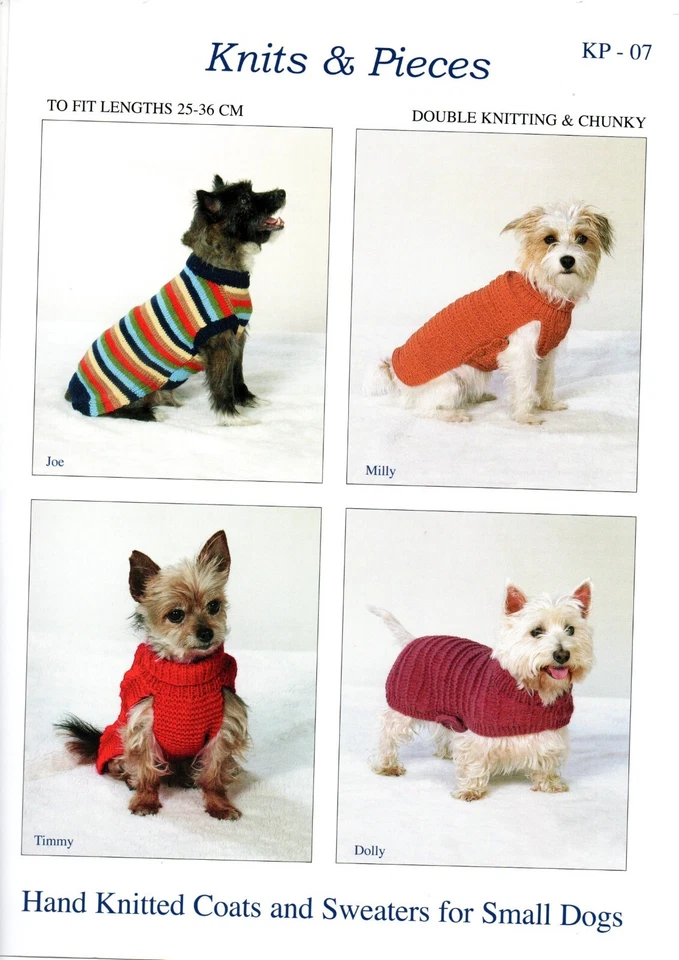 Knits & Pieces Knitting Pattern KP07 - Coats and Sweaters for small dogs - Image 1 of 1
