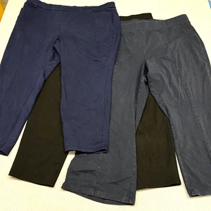 Lot of 3 Susan Graver Weekend Pants Womens 2x Black Blue Pull On Stretch Yoga - Picture 1 of 15