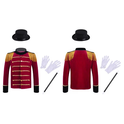 Boys Girls Ringmaster Jacket Top with Hat Halloween Costume Magic Wand Gloves - Image 1 of 3