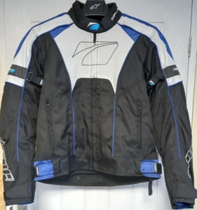 Spada Burnout wasserdichte Motorradjacke MEDIUM weiß schwarz blau Sport Touring - Bild 1 von 5