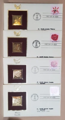 LOT.  1981 gold plated Replica flowers postage stamps. - Image 1 of 4