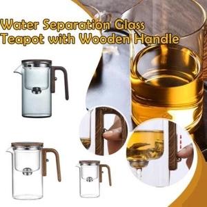 Water Separation Glass Teapot Wooden Handle Press Control Magical Teapot G S2T8 - Picture 1 of 17