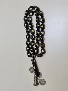 Vintage Islamic Masbaha Prayer Beads 33 Black Yusr Tasbih سبحة يس حجازي مكاوي - Picture 1 of 12