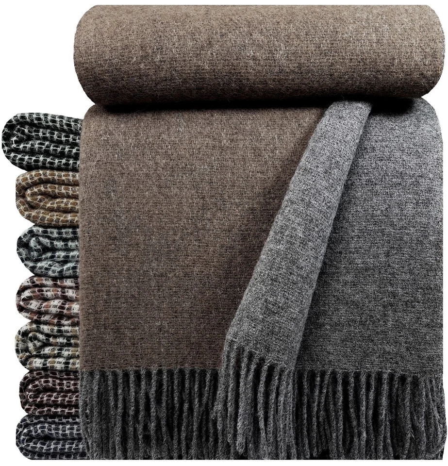 Wolldecke 100 Schurwolle Wohndecke Plaid decke 140x200cm Tirol Olive