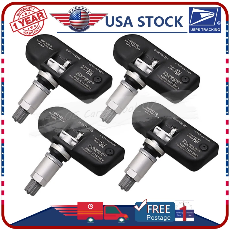 Juego (4) Sensor de presión de neumáticos TPMS para Volkswagen Jetta Golf Passat Tiguan 315 MHz Foto 1 de 4