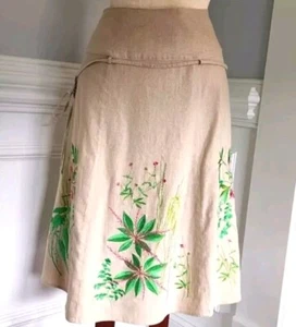 Saint Tropez West Midi to Tea Length Tropical Embroidered Skirt Size 14 - Picture 1 of 10