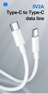 WHITE USB-C to USB-C CABLE 1M CHARGER CORD PHONE TABLET ADAPTER CABLE - Picture 1 of 7