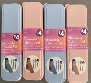 Lot Of 4 Reusable Utensils Sets with Travel Case. - Picture 1 of 3