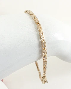 9ct Gold Byzantine Bracelet Solid Link Hallmarked 8''  7.5 grams with Gift Box - Picture 1 of 7