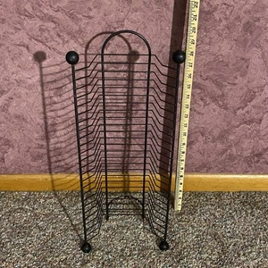 Black Wire Metal 24 Cd/dvd Holder Media Storage Vintage - Picture 1 of 2