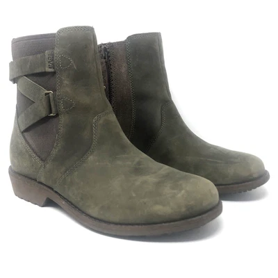Botines impermeables Teva Ellery para mujer talla 6 cuero verde oliva con tiras Foto 1 de 4