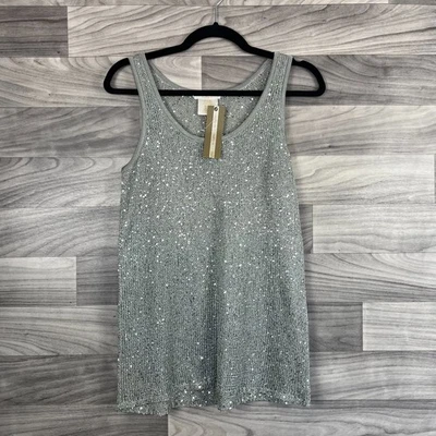 Matty M Tank Top Women's Small Gray Sequin Knit Sleeveless Scoop-Neck Pullover - Image 1 of 4