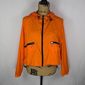 Forever 21 Cropped Orange Hooded Jacket Small Womens Lightweight Zip Up Y2K - Picture 1 of 15