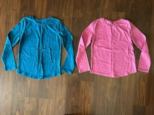 Wonder Nation Girls Lot Of 2 Long Sleeve Tee Shirts SZ 6-6X Pink/Dark Teal - Picture 1 of 6