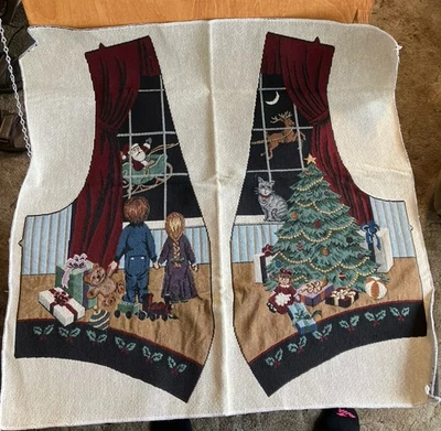 Tapestry Christmas Scene Vest Panel Adult Size - 28" x 28” - Image 1 of 4
