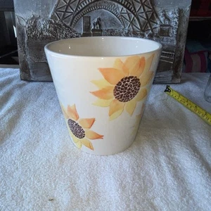 FARVAL MADE IN PORTUGAL HAND PAINTED CERAMIC SUNFLOWER PLANT POT VASE - Picture 1 of 7